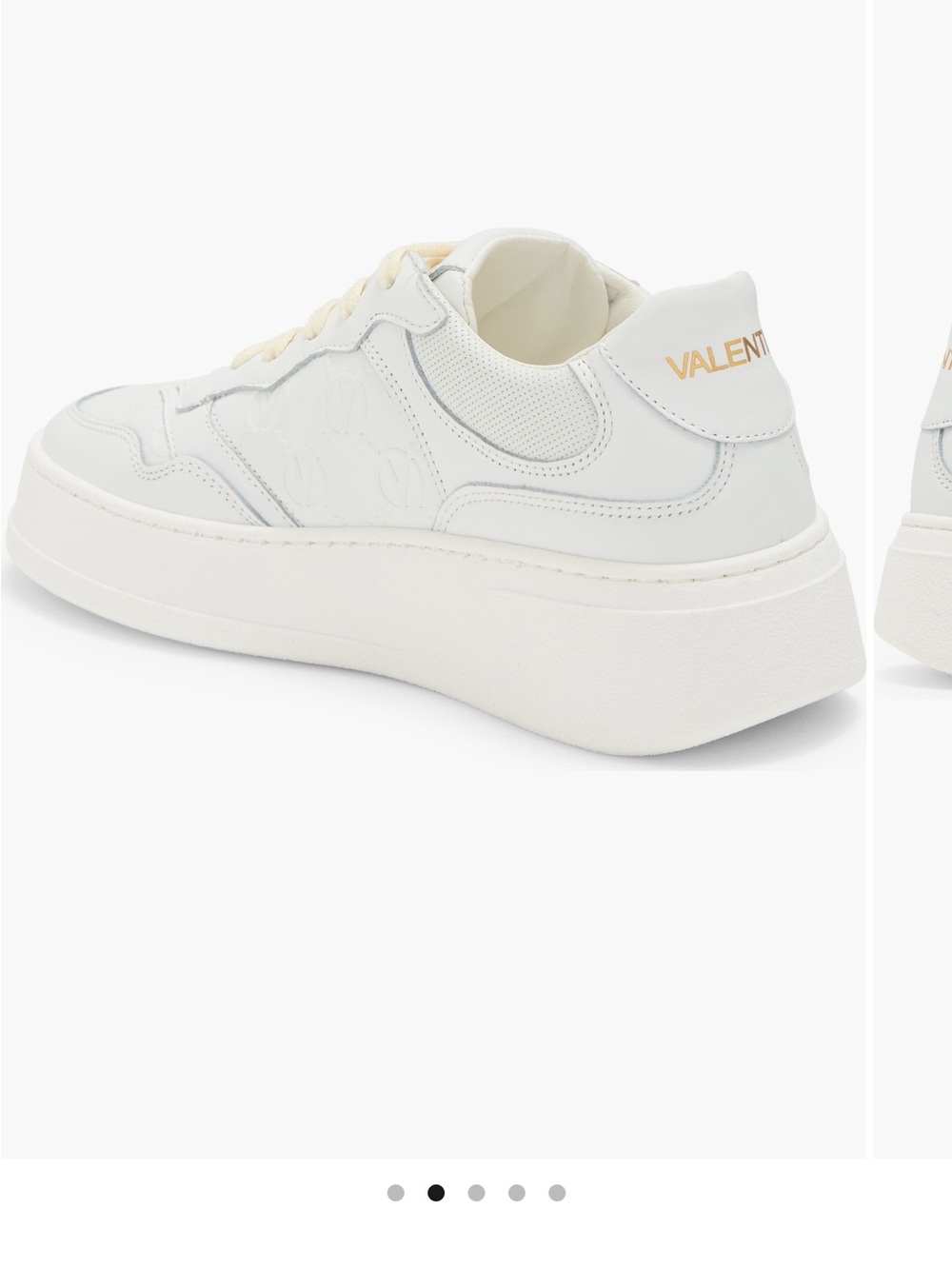Valentino White Leather Platform Sneakers with Cream Laces - Picture 2 of 11